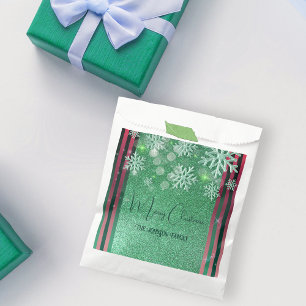 Green Pink Glittery Winter Wonderland Christmas Favour Bag