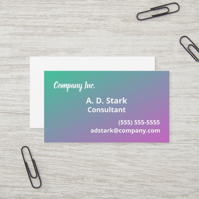 Green Pink Gradient Business Cards (Front/Back In Situ)
