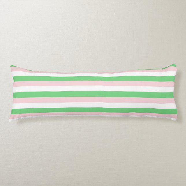 Green Pink Horizontal Stripe Pattern Body Cushion (Front)