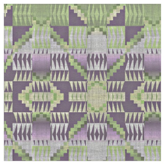 Green Pink Lavender Violet Purple Red Ethnic Look Fabric (Close Up)