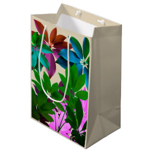 Green & Pink Leaves Gift Bag