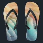 Green Pink Ocean Beach SUMMER Watercolor Elegant Thongs<br><div class="desc">Green Pink Ocean Beach SUMMER Watercolor Elegant</div>