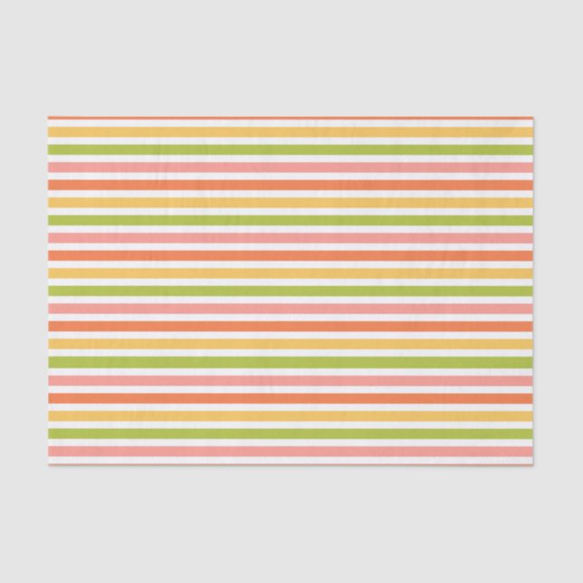 GREEN  PINK ORANGE YELLOW STRIPES TISSUE PAPER (Front)