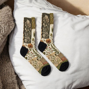 Green & Pink Patchwork Quilt Rustic Quilt Boho  Socks