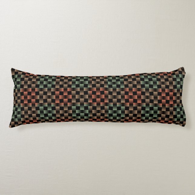 Green Pink Plaid Chequered Weave Pattern Body Cushion (Front)