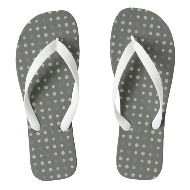 Green, pink, purple, blue dots thongs (Footbed)