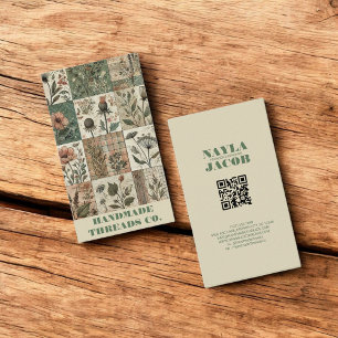 Green Pink Quilt and Patchwork Handmade Clothing Business Card