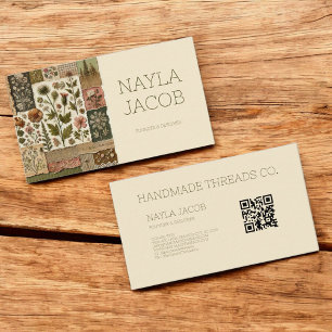 Green Pink Quilt and Patchwork Handmade Clothing Business Card