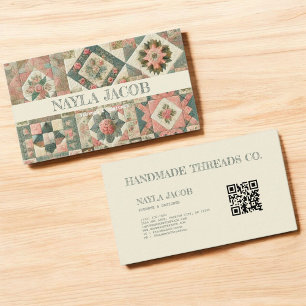 Green Pink Quilt and Patchwork Handmade Clothing  Business Card