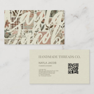 Green Pink Quilt and Patchwork Handmade Clothing Business Card