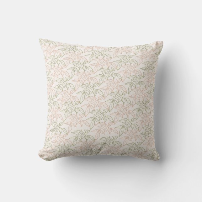 Green Pink Retro Vintage Leaf Pattern  Cushion (Front)