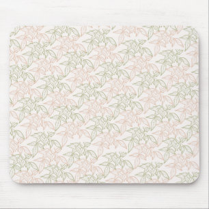 Green Pink Retro Vintage Leaf Pattern Mouse Pad