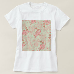 Green Pink Retro Y2K 70s Flower Pattern T-Shirt