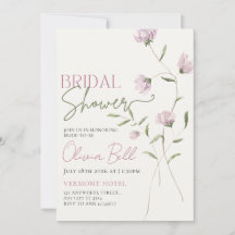 Green & Pink Rustic Flower Bridal Shower Invite
