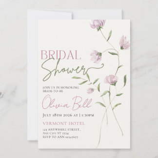 Green & Pink Rustic Flower Bridal Shower Invite