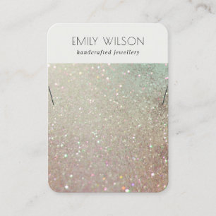 Green Pink Silver Sparkle Glitter Necklace Display Business Card