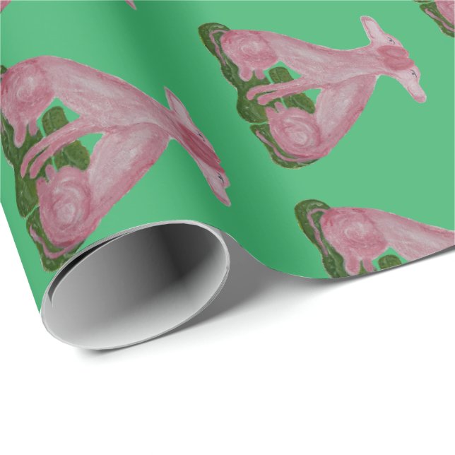 Green Pink Staffordshire Dogs Wrapping Paper (Roll Corner)