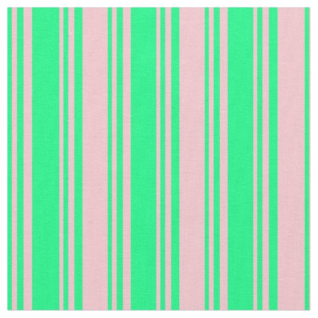 Green & Pink Stripes Fabric (Close Up)