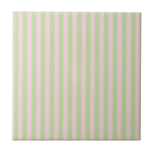 Green Pink Stripes Pattern Minimal Modern Spring Ceramic Tile