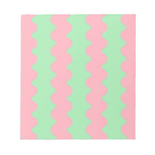 Green Pink Wavy Stripe Minimalist Modern Office  Notepad