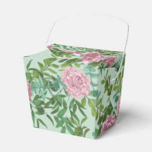 Green & Pink Wedding Pastel Light Floral Favour Box