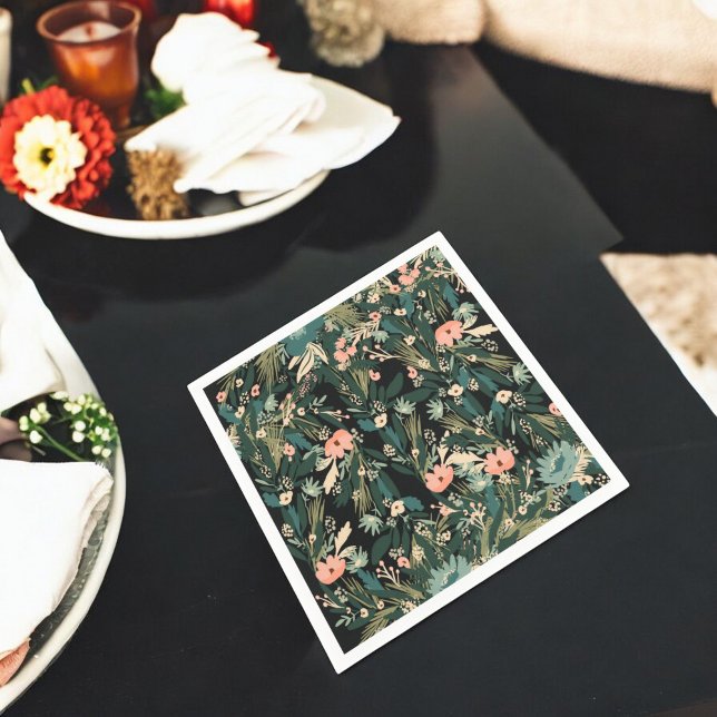 Green Pink Whimsical Floral Baby Shower Party Napkin (Green Pink Whimsical Floral Baby Shower Party Napkins)