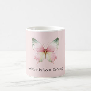 Green Pink White Mint Butterfly Coffee Mug