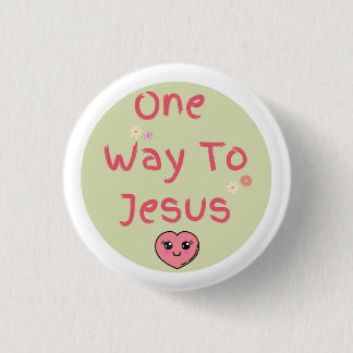 Green, Pink, White Quote One Way To Jesus 3 Cm Round Badge