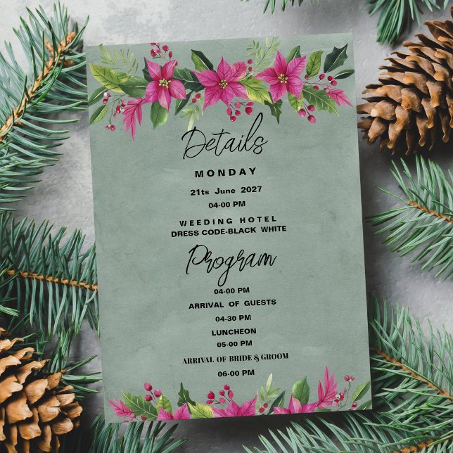 Green pink winter floral Christmas Details Program (Green pink winter floral Christmas Details Program)