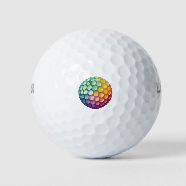 Green Pink Yellow Violet Designed Golf Balls (Front)