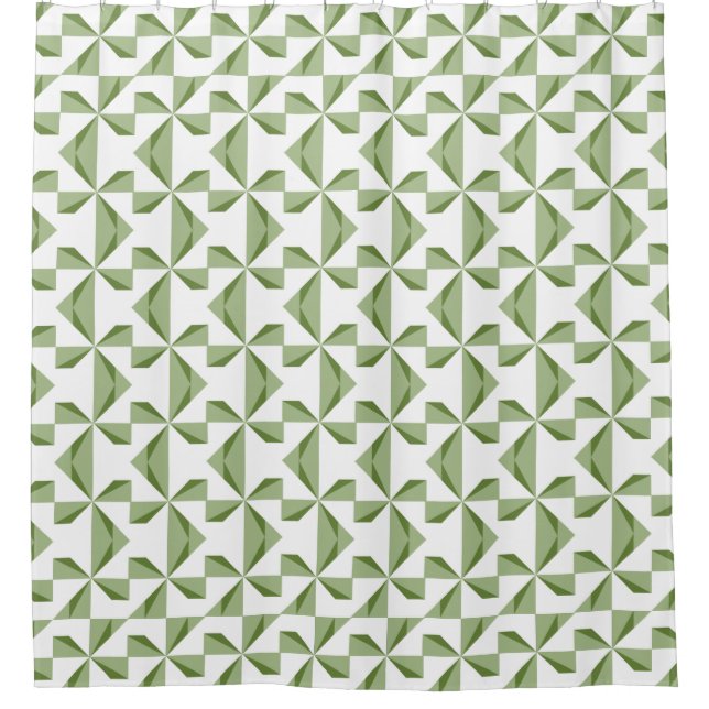 Green Pinwheel Shower Curtain (Front)