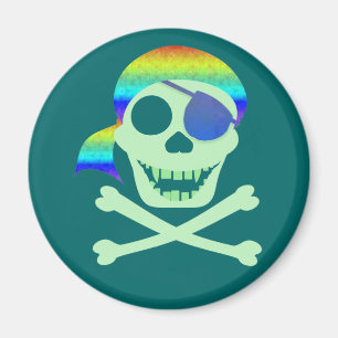 Green Pirate Skull Magnets