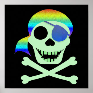 Green Pirate Skull Poster