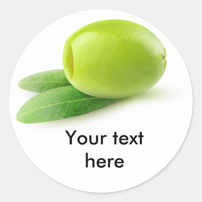 Green pitted olive classic round sticker (Front)