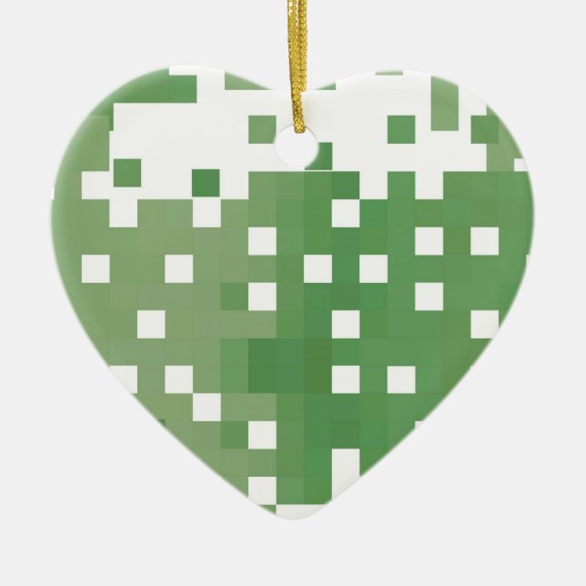 Green Pixel Pattern Ceramic Tree Decoration (Front)