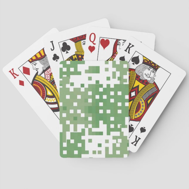 Green Pixel Pattern Playing Cards (Back)