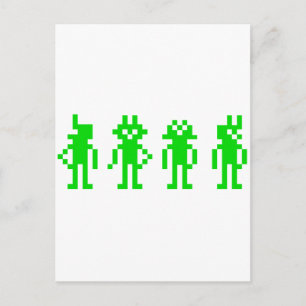 green pixel robots postcard