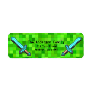 Green Pixels Mining Blocks Gamer Custom Address Return Address Label