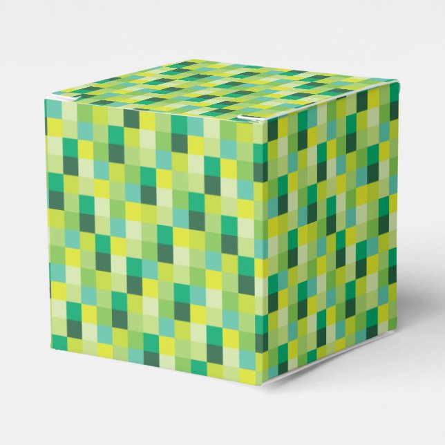 Green Pixels Pattern Favour Box (Front Side)
