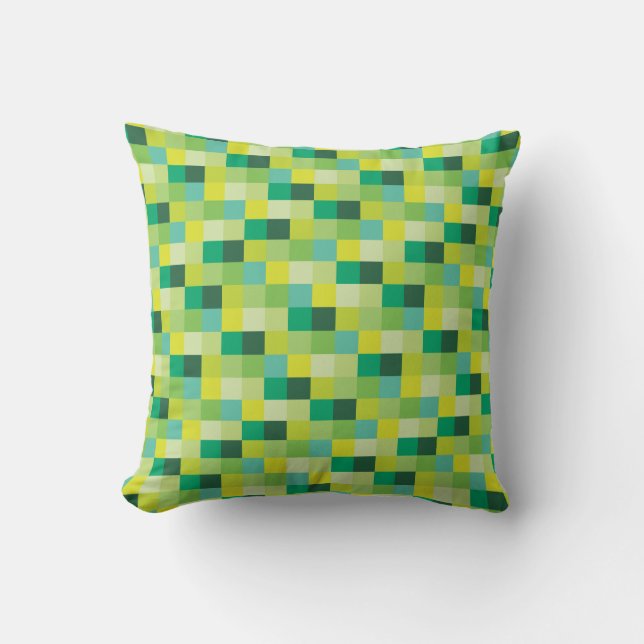 Green Pixels | Pixelated Pattern | Gamer Cushion (Front)