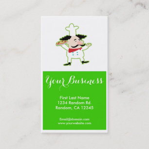 Green pizza chef customisable business cards