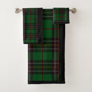 Green Plaid Bathroom Towel Set