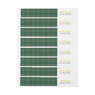 Green Plaid Bears Wrap Around Label