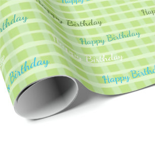 Green Plaid Birthday Paper