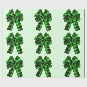 Green Plaid Bows Wrapping Paper
