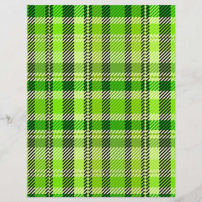Green Plaid Bulk Scrapbook Paper Pages (Front)