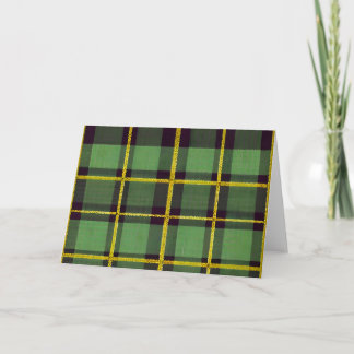 Green Plaid Chequered Tartan Folded Note Card
