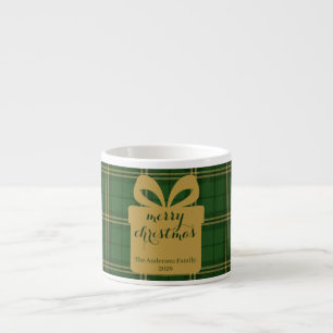 Green Plaid Christmas Festive Pattern - Espresso Cup