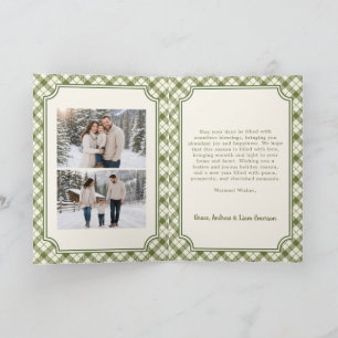 Green Plaid Christmas Photo Holiday Card