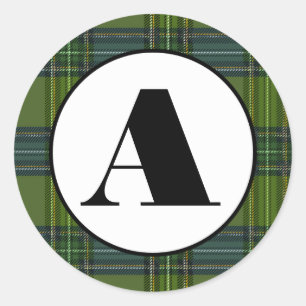 Green Plaid - Circle Sticker